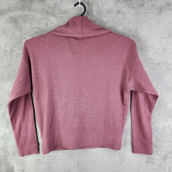 Womens Natural Reflections Maroon Sweatshirt Waffle Knit Pullover Cowl Neck M - Picture 10 of 13